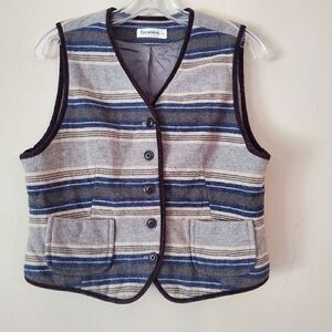 Vintage BOSSINI Women's Wool Blend Western Vest‎ Size Small Button Down Rodeo